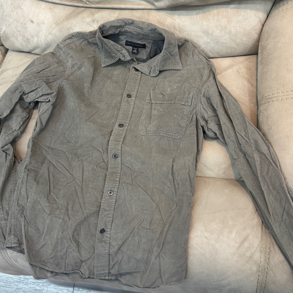 Banana Republic Corduroy Button Down Shirt sz Small color between green and grey
